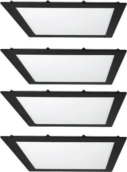 Kit 4 Plafons LED Embutir Quadrado 18W Preto 22,5Cm