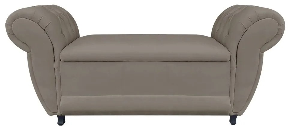 Recamier com Baú Grécia Namoradeira Calçadeira Suede - D'Rossi - Marrom Rato