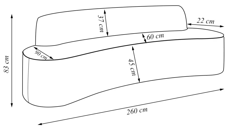 Sofá Decorativo 4 Lugares 260cm Bélgica Curvo Linho Bege G15 - Gran Belo