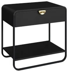 Mesa de Cabeceira Quarto 60cm 1 Gaveta Mario Nero/Preto A10 - Mpozenat
