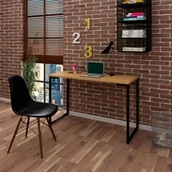 Mesa Escrivaninha Fit 120cm Natura e Cadeira Charles FT1 Preta - Mpoze