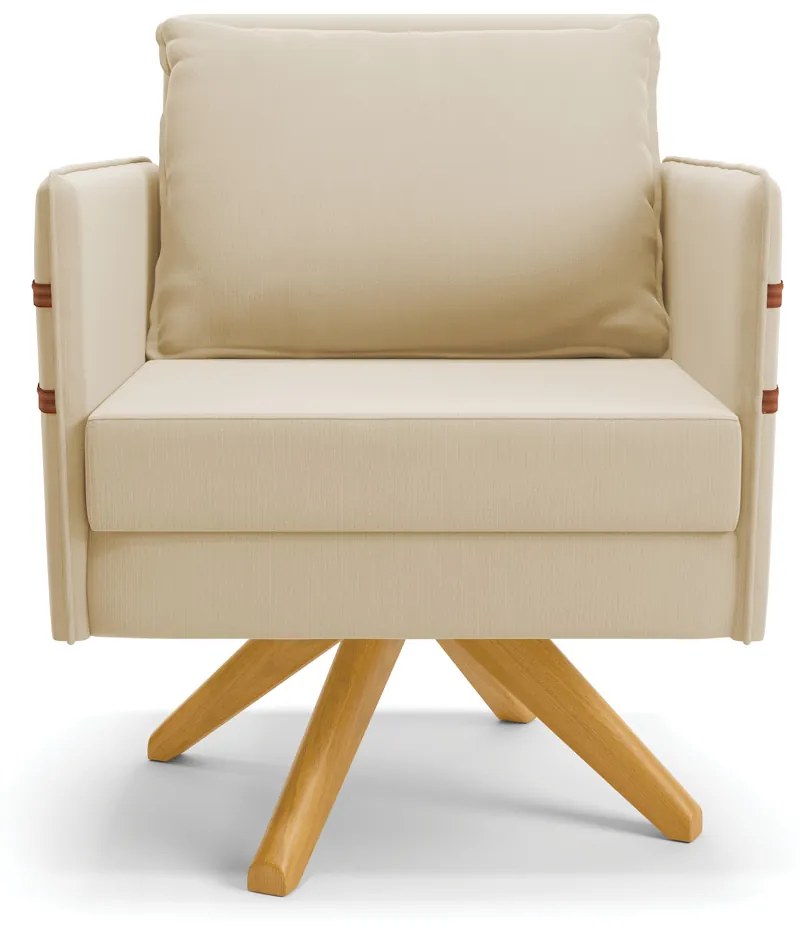 Kit 01 Namoradeira 02 Lugares e 02 Poltronas Mari Suede Base de Madeira MA30 - D'Rossi - Bege