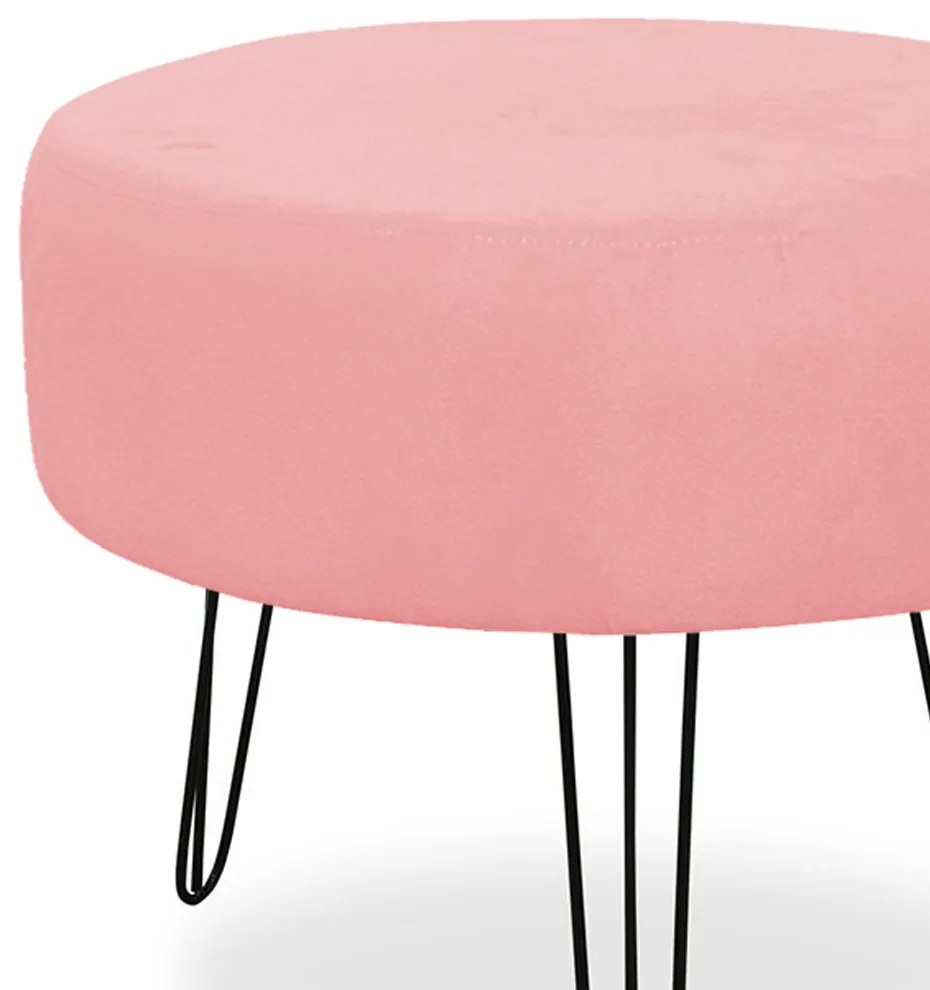 Puff Redondo para Sala Chloe Suede Rosê