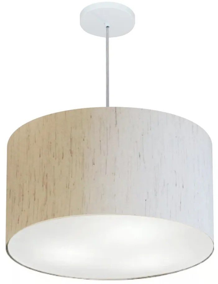 Lustre Pendente Cilíndrico Md-4257 Cúpula em Tecido 45x30cm Linho Bege - Bivolt
