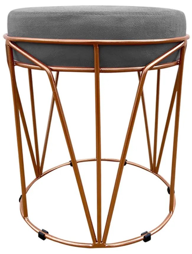 Puff Multiuso com Mesa Babu 2 em 1 Suede Base Cobre D'Rossi - Grafite