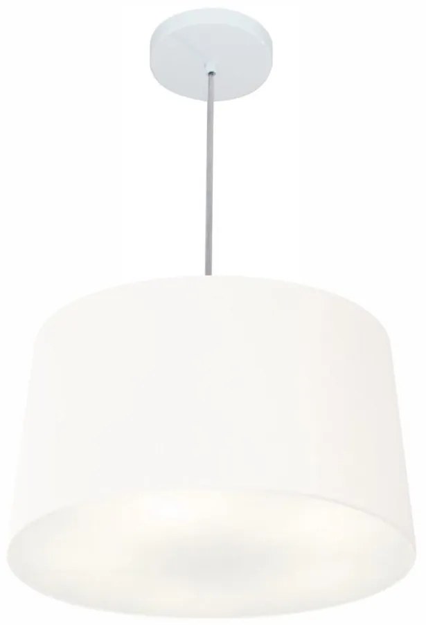 Lustre Pendente Cone Md-4247 Cúpula em Tecido 30/45x40cm Branco - Bivolt