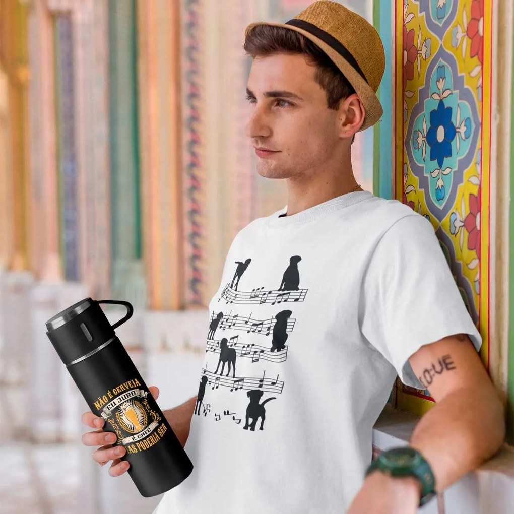 Garrafa Térmica 500 ml Com 3 Xícaras Não É Cerveja Eu Juro É Café