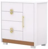 Cômoda Para Quarto 93cm Com 1 Porta Nara Flex Branco V02 - Mpozenato