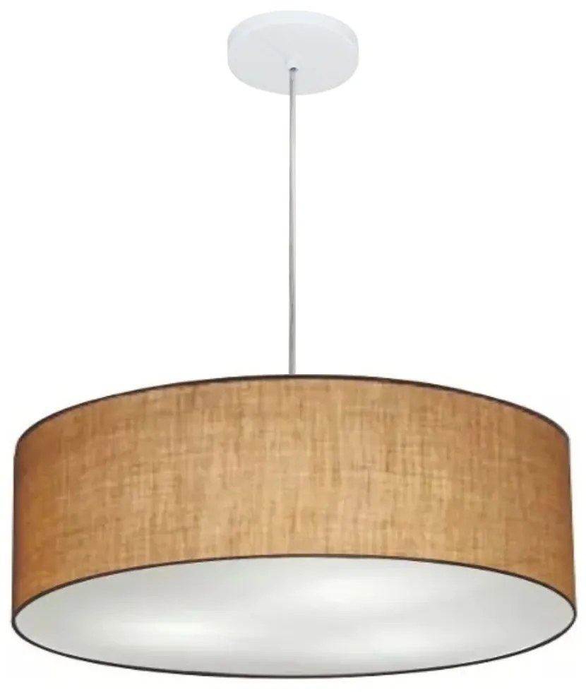Lustre Pendente Cilíndrico Md-4218 Cúpula em Tecido 55x15cm Palha - Bivolt