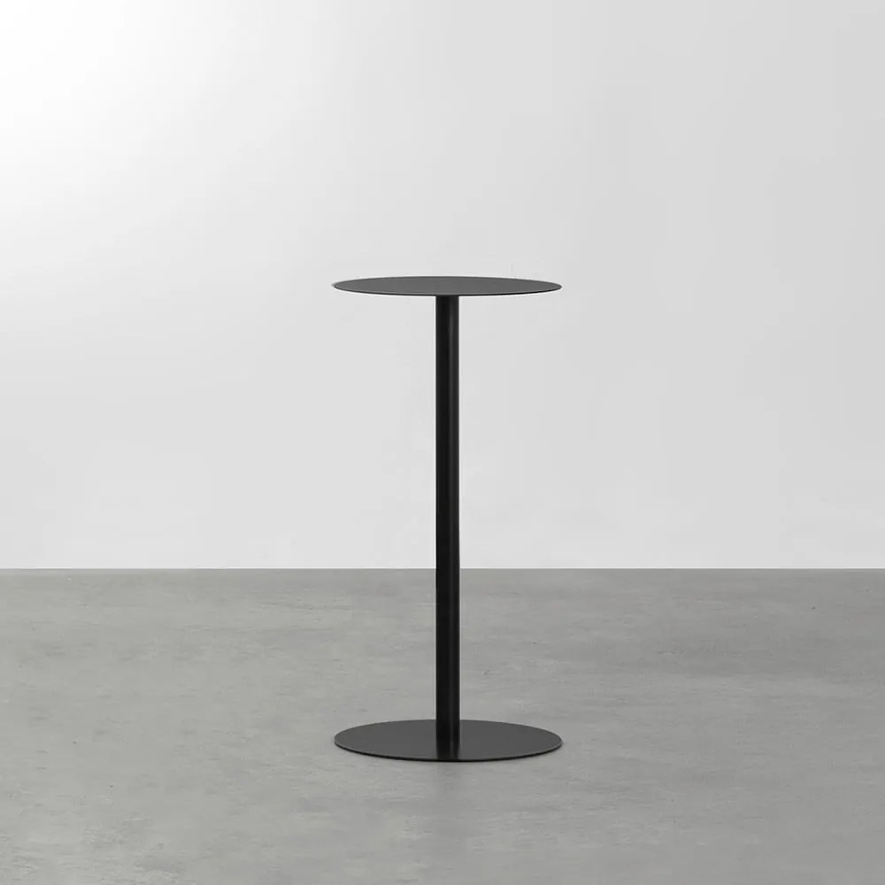 Mesa Lateral Disco Redonda 30cmx60cm - Preto