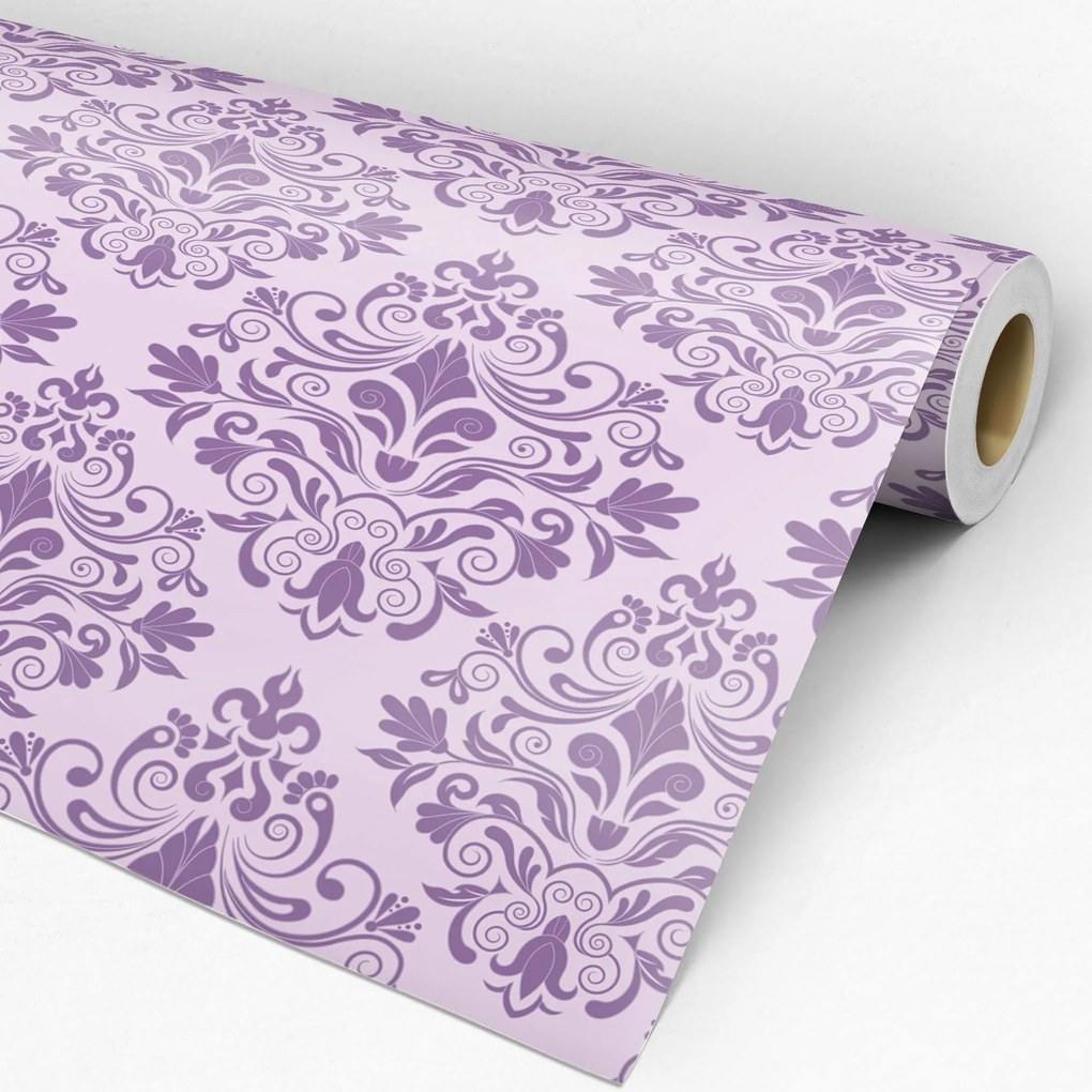 Papel de Parede arabesco roxo e rosa