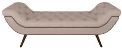 Puff Recamier Calçadeira 195cm Pés Palito Madeira Vêneto Z37 Linho Beg