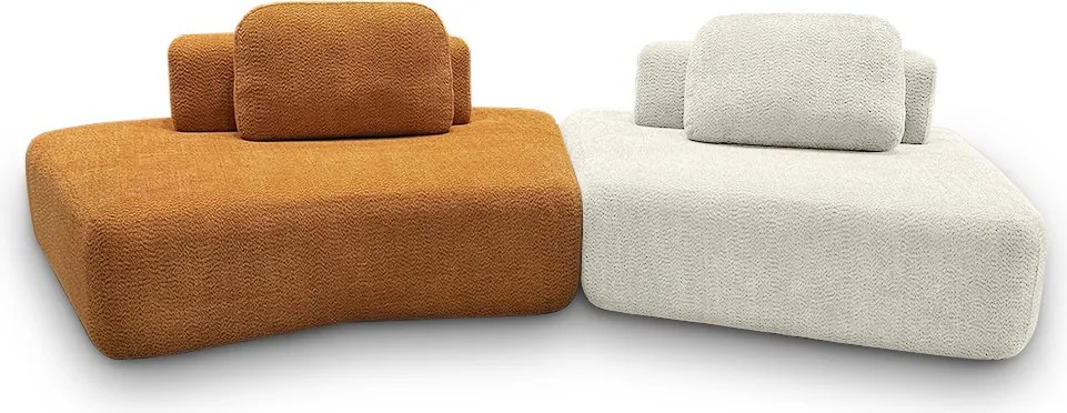 Sofá Ilha Sala de Estar Modulado Dakota Encosto Almofadas Soltas Bouclê Rústico Terracota/OffWhite G33 - Gran Belo