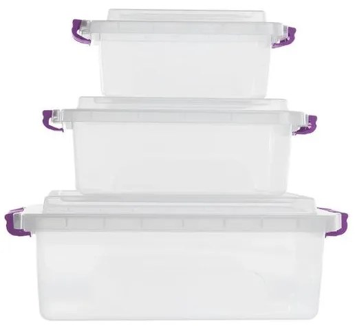 Kit Caixas Organizadoras com Travas 3 Peças