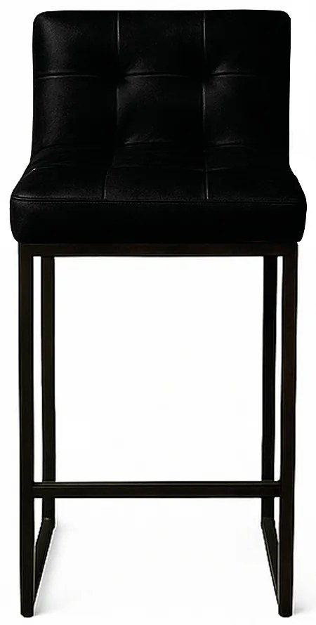 Banqueta Cozinha Alta com Encosto Industrial Preto Lirina PU C05 - D'Rossi - Preto