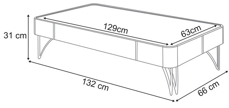 Mesa de Centro Para Sala Pés de Aço Irena H01 - D'Rossi - Off White e Castanho