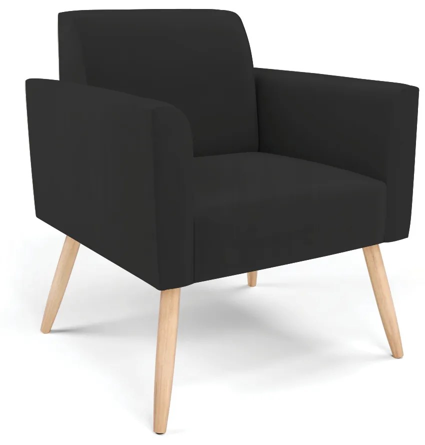 Sofá Namoradeira com 2 Poltronas Pés Palito Natural Marisa Veludo D03 - DRossi - Preto
