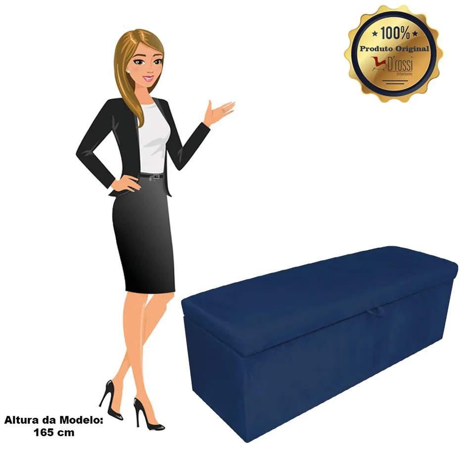 Calçadeira Clean 100 cm Suede D'Rossi - Azul Marinho