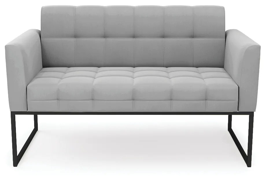 Sofá Namoradeira Elisa Suede Cinza Base Metálica Industrial Preto - D'Rossi
