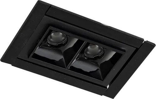 Plafon Led Embutir Retangular 2W Luz Amarela - PRETO