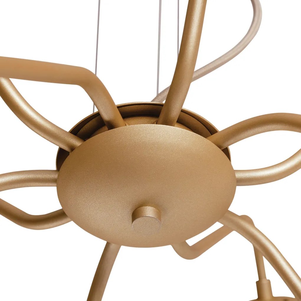 Pendente Carrossel Ø94X38Cm 10Xe27 G45 / Metal E Globo Ø14Cm | Usina 1... (AZO-F / CB-V - Azul Oceano Fosco / Cobre Escovado, AMBAR)