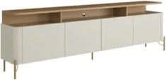 Rack TV 55 Pol 180cm Portas Lisas Blen Louro/Luna/Dourado I06 - Mpozen