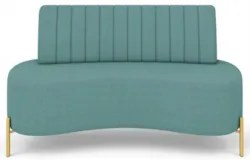 Sofá 2 Lugares 135cm Pés Aço Dourado Tamar Boucle Azul Z08 - Mpozenat