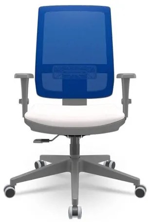 Cadeira Brizza Diretor Grafite Tela Azul Assento Vinil Branco Base RelaxPlax Piramidal - 66342 Sun House