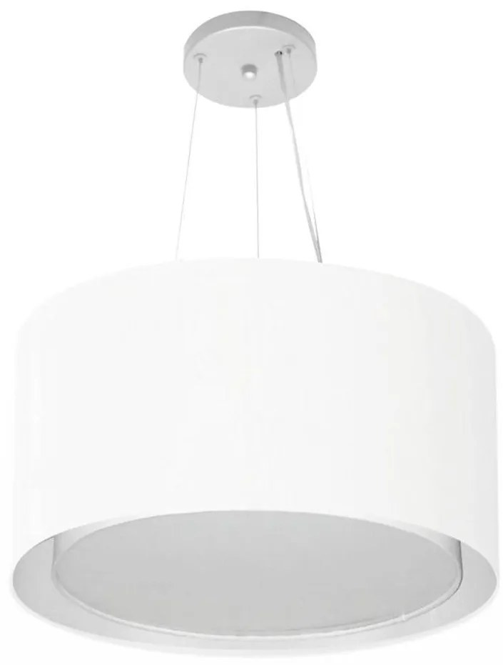 Lustre Pendente Cilíndrico Duplo Md-4299 Cúpula em Tecido 45x30cm Branco - Bivolt