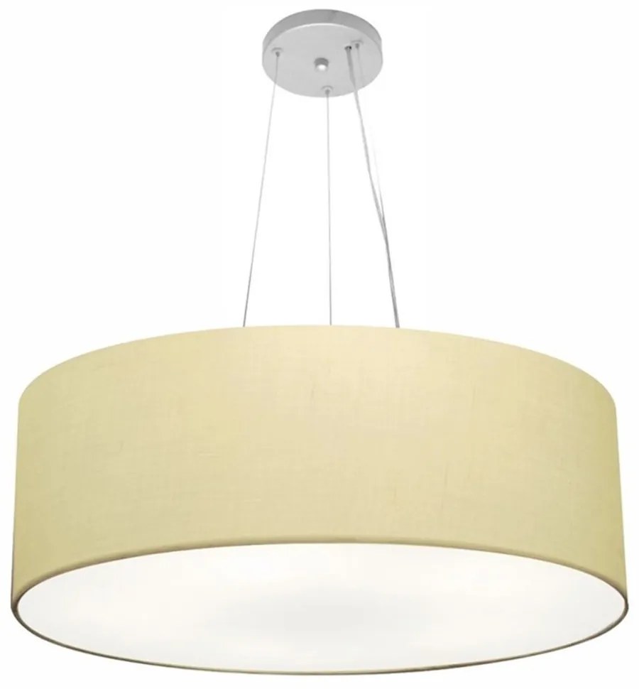 Lustre Pendente Cilíndrico Md-4010 Cúpula em Tecido 60x21cm Algodão Crú - Bivolt
