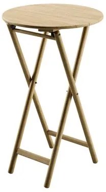 Mesa Dobrável Redonda Alta Tramontina Bossa 60x96 cm em Madeira Tauari Natural
