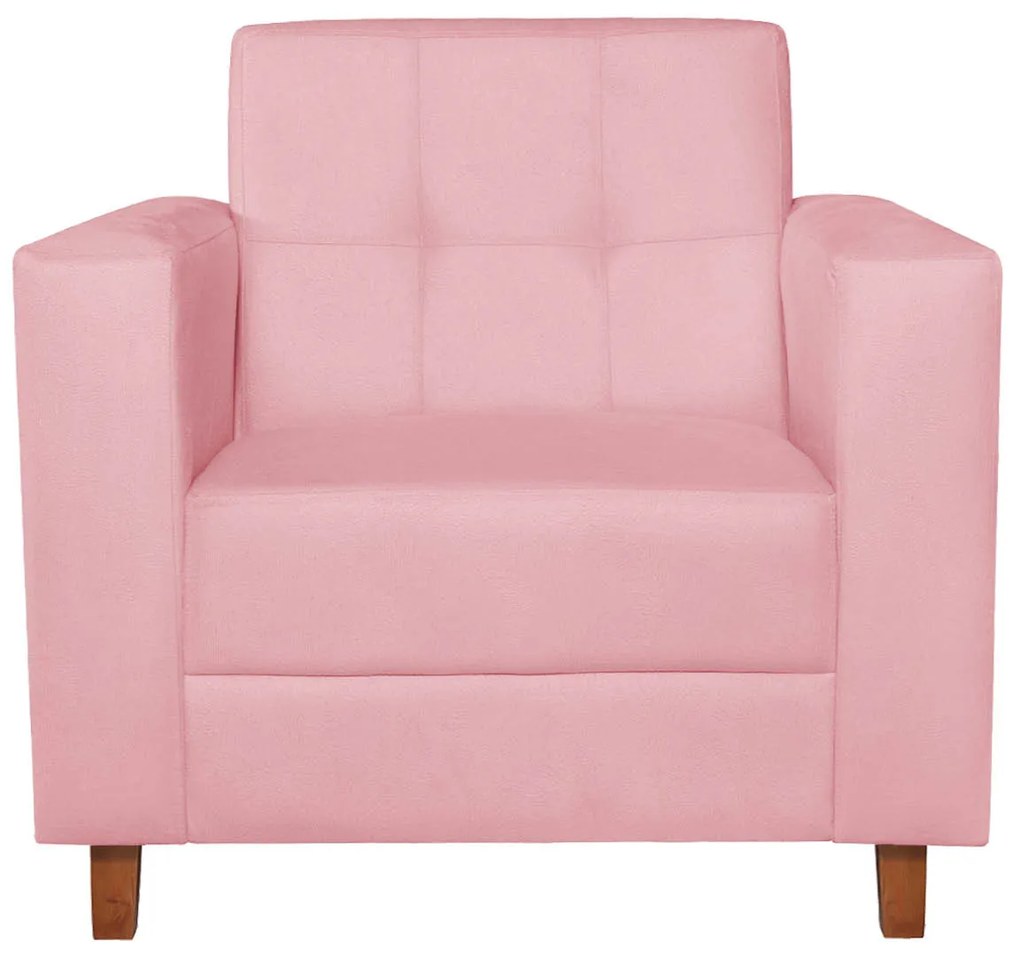 Kit Sofá 2 Lugares e 2 Poltronas Denver Suede Rosa Bebê - ADJ Decor