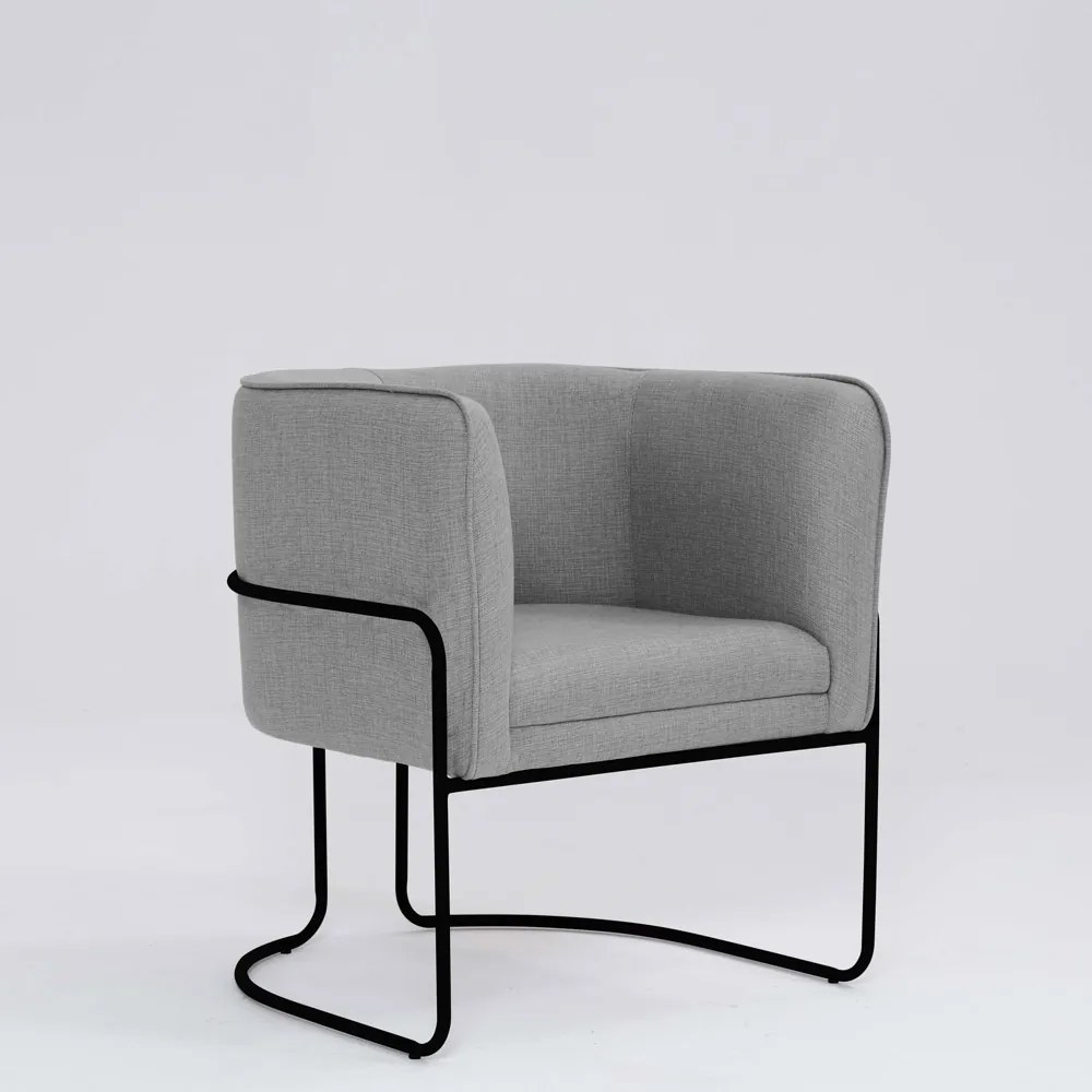 Poltrona Decorativa Belinda D07 Base Aço Linho Mescla Elefante - D'Rossi