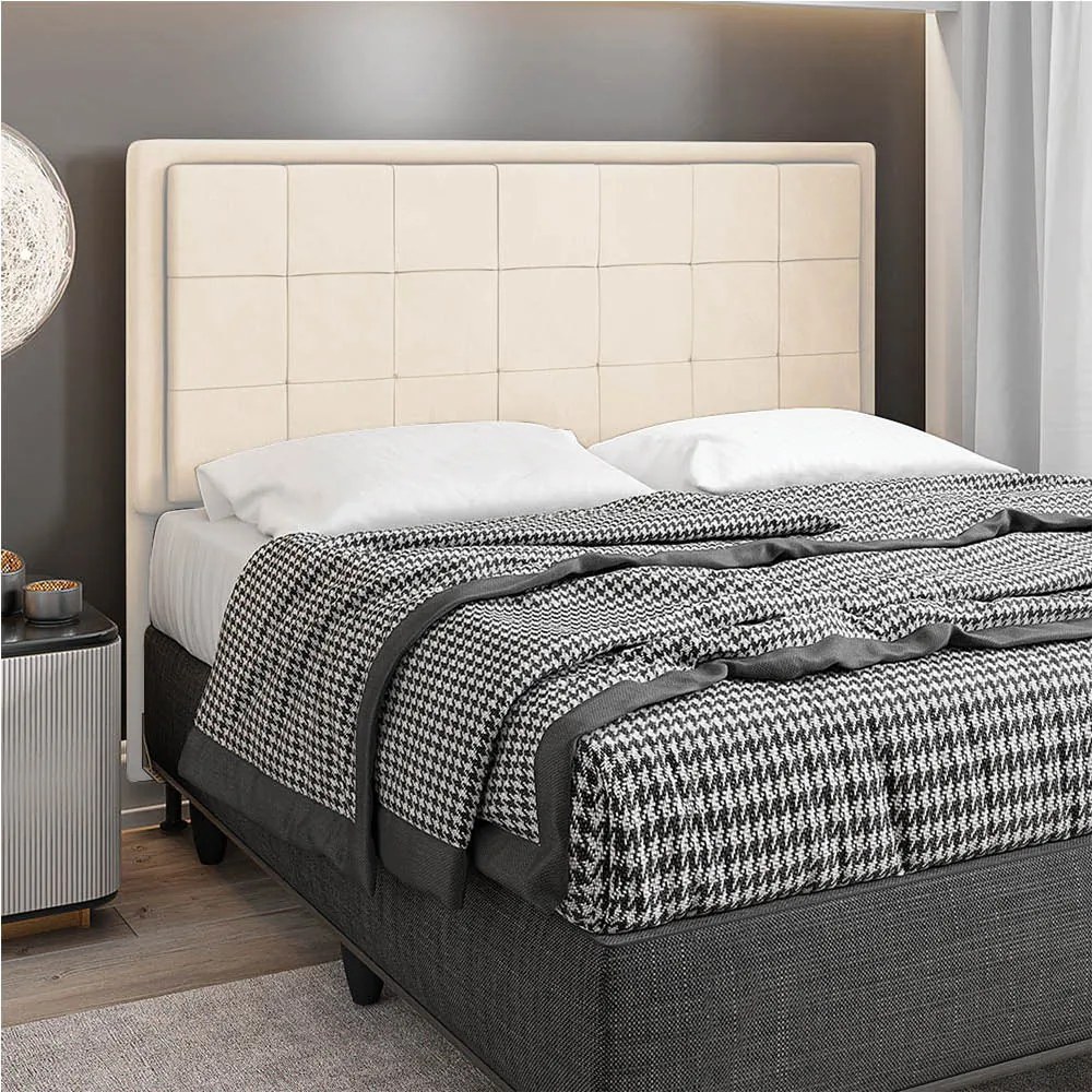 Cabeceira Casal Cama Box 140cm  para Quarto Onix Suede M11 - D'Rossi - Bege
