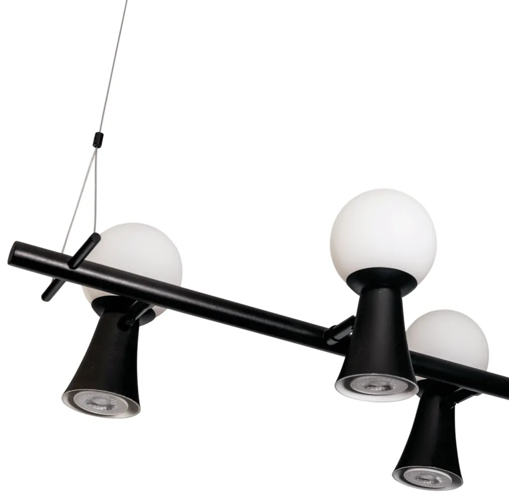 Pendente Dirham 78X32,4X18,6Cm 4Xg9 + 4Xmr16 Alumínio E Globo Ø10Cm |... (CP-M - Champagne Metálico, AMBAR)