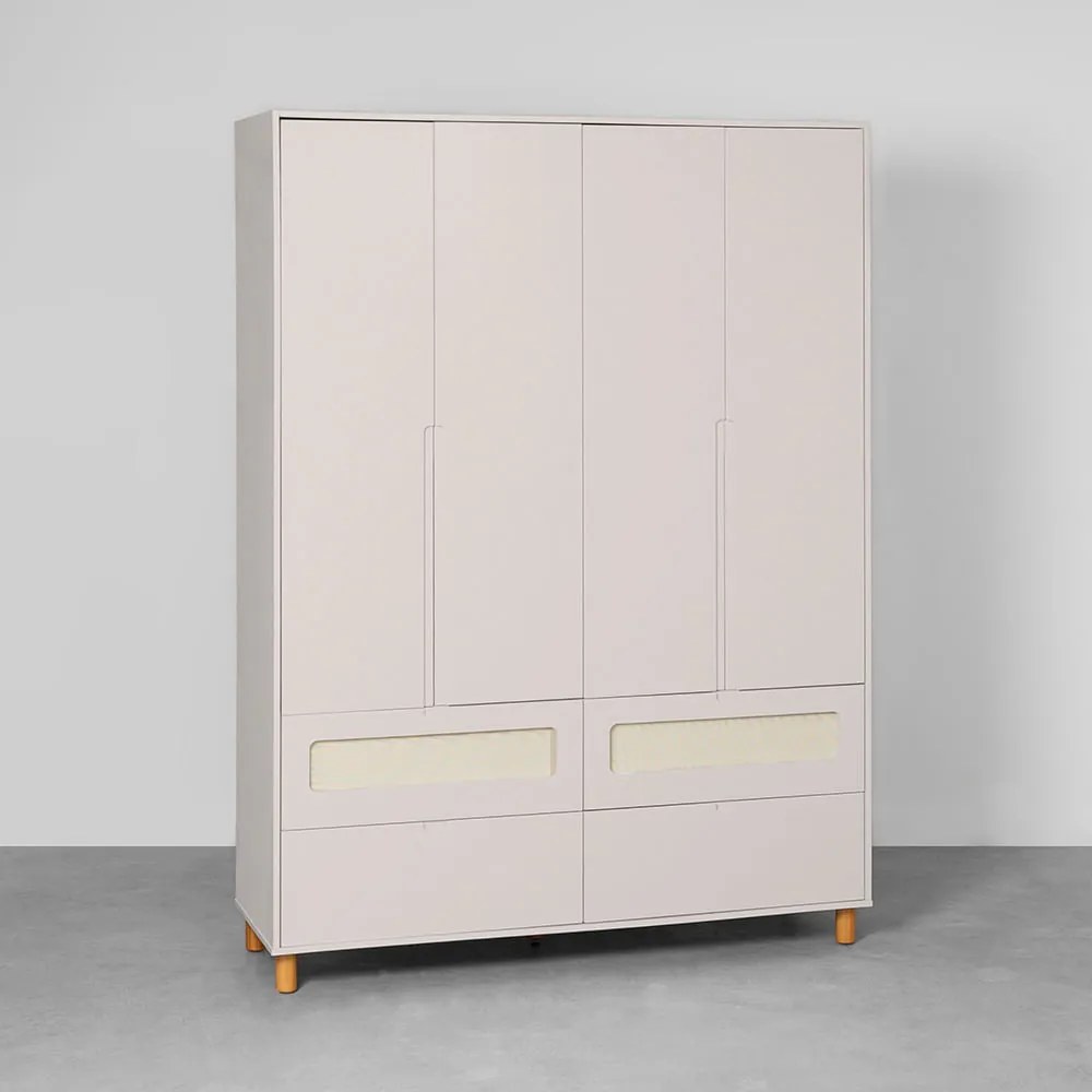 Guarda-Roupa Ollie 4 Portas com Pés Natural - Areia Fosco