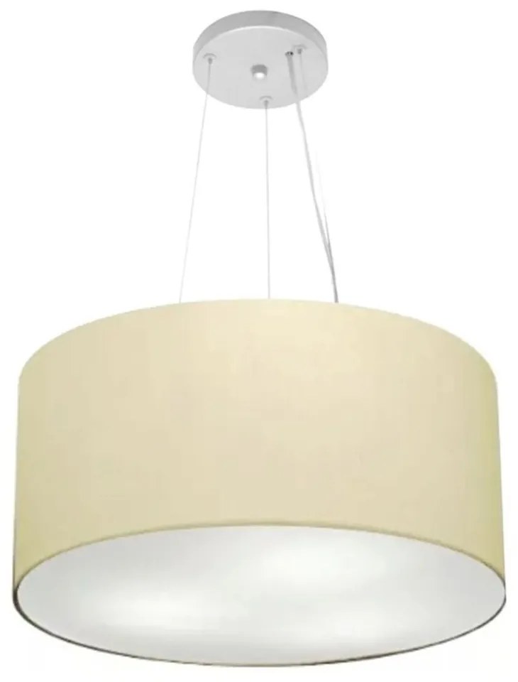 Lustre Pendente Cilíndrico Md-4186 Cúpula em Tecido 45x25cm Algodão Crú - Bivolt