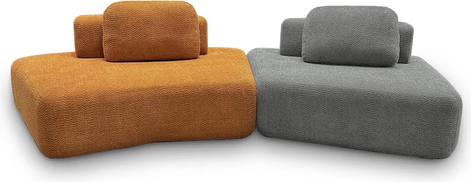 Sofá Ilha Sala de Estar Modulado Dakota Encosto Almofadas Soltas Bouclê Rústico Terracota/Cinza G33 - Gran Belo