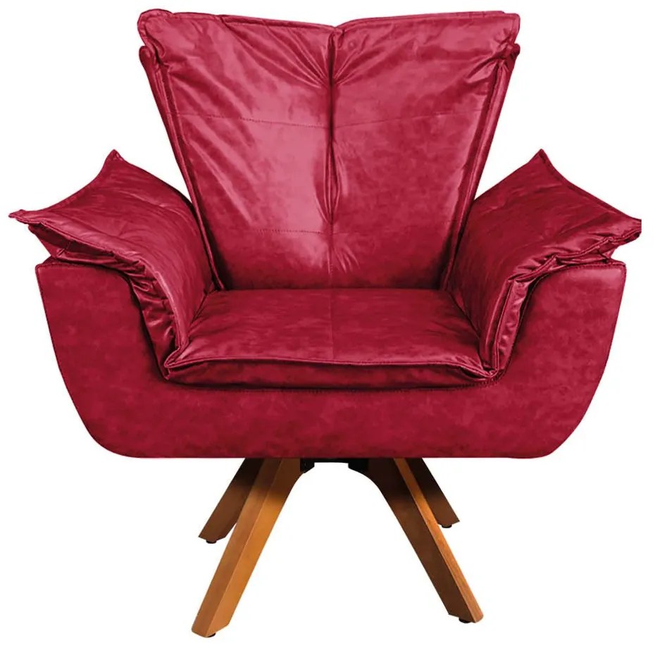 Poltrona Sala de Estar Giratória MM30 Opalla Corano - D'Rossi - Vermelho