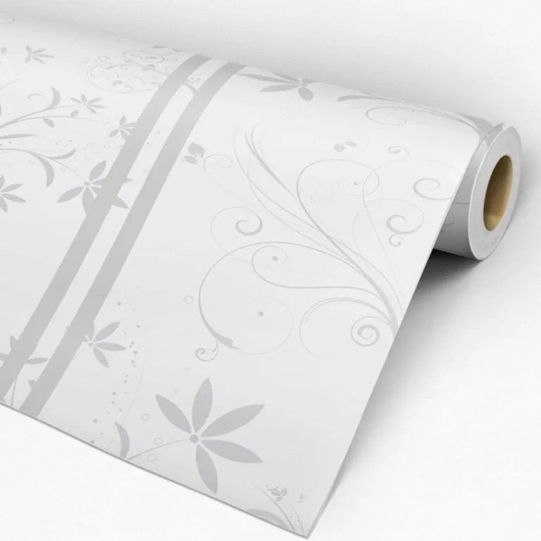 Papel de Parede Floral Cinza