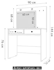 Penteadeira Camarim Com Espelho 2 Gavetas Siena Z17 Branco - Mpozenato