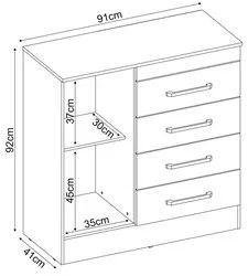 Cômoda Para Quarto  Flex 1 Porta 4 Gavetas Montevideu D02 Branco/Rosa/