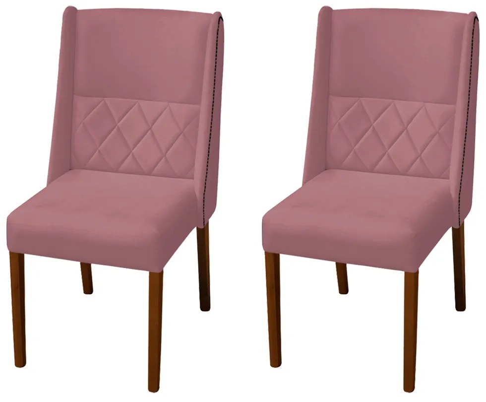 Kit 2 Cadeiras de Jantar Lecce Veludo Rose