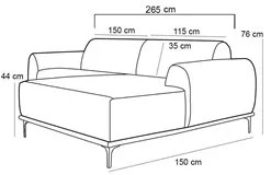 Sofá 265cm 4 Lugares com Chaise Direito Pés Gold Molino C-105 Linho Ro