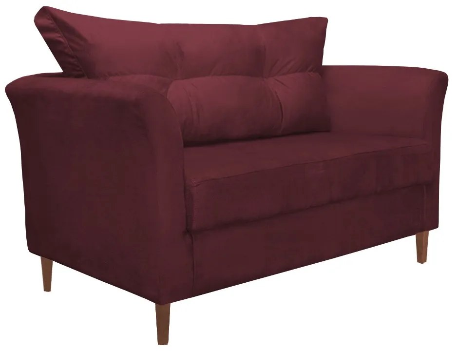 Namoradeira Ibis Decorativa 2 Lugares 1,35 m Recepção Quarto Sala Suede Bordô
