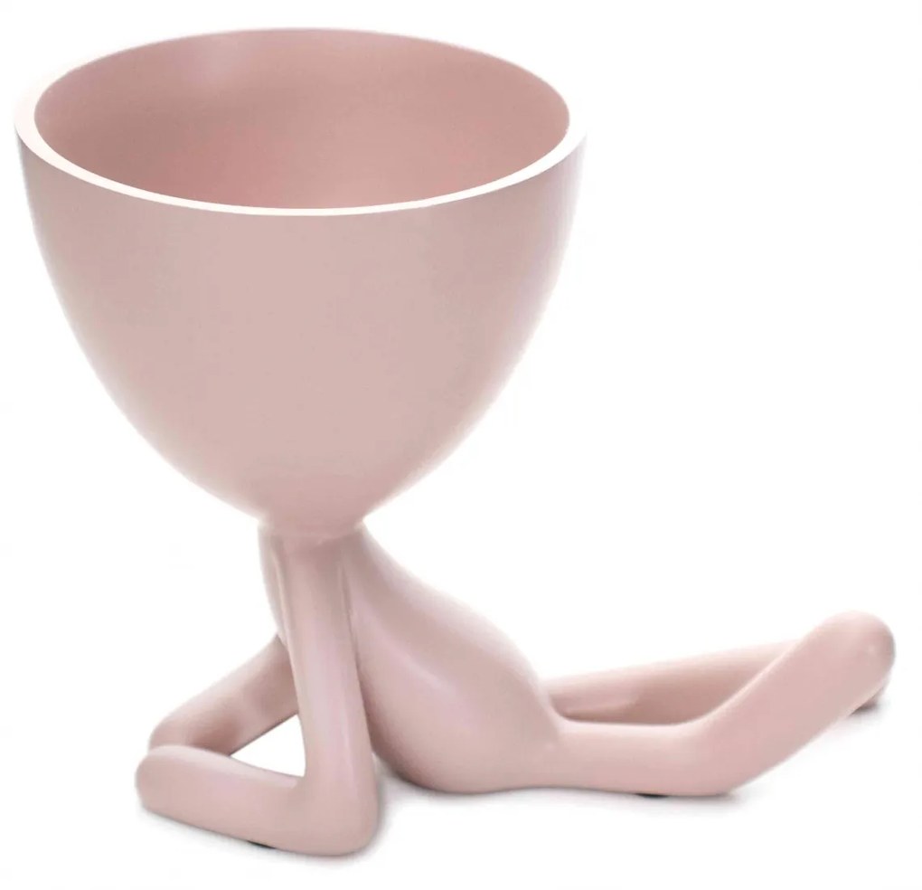 Vaso Decorativo Bob Robert Plant Deitado Em Poliresina Rosa 13x14x10 Cm - D'Rossi