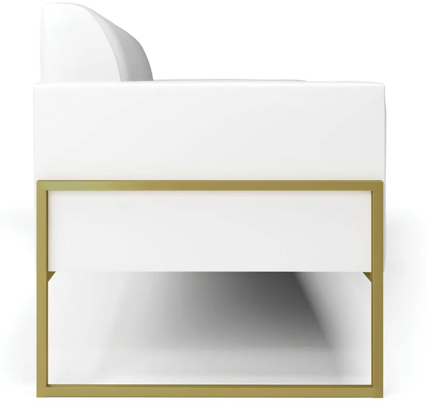 Sofá Namoradeira Base Industrial Alta Dourado Marisa Corano D03 - D'Rossi - Branco