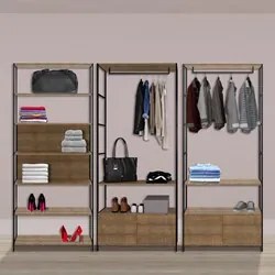 Quarto Modulado Closet 3 Módulos Estilo Industrial Steel Quadra Vermon