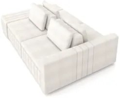 Sofá Ilha e Puff Sala Living 245cm Siesta Z32 Boucle Bege Claro - Mpoz