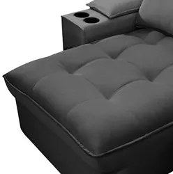 Sofá Retrátil 3 Lugares com Porta Copo 230cm Andes F05 Veludo Grafite